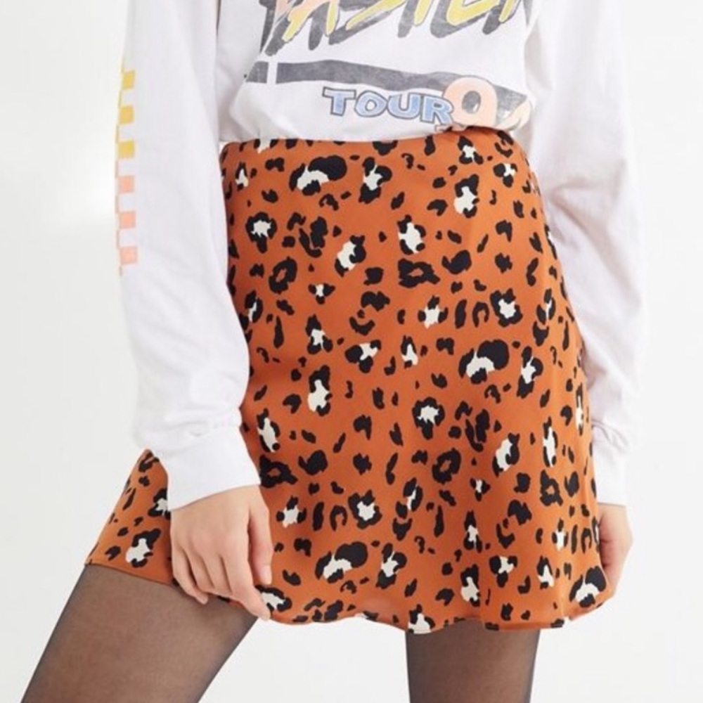 UO Leopard Print Silky Mini Skirt